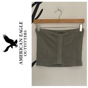 AEO sage green M ruched sleeveless crop top